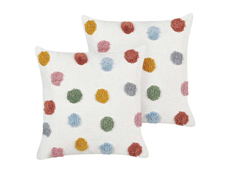 Conjunto de 2 almofadas decorativas com padrão de bolas em algodão multicolor 45 x 45 cm WALLFLOWER