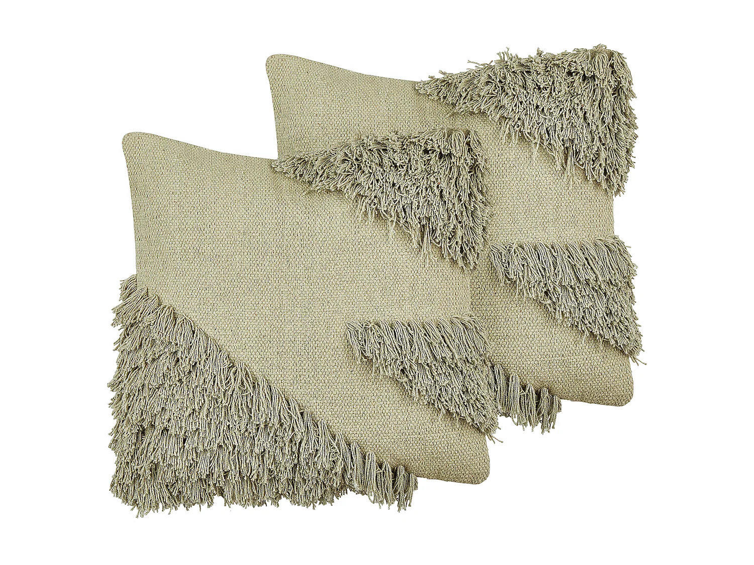 Lot de 2 coussins décoratifs SOURWOOD Coton 45 x 45 cm Vert clair Motif géométrique
