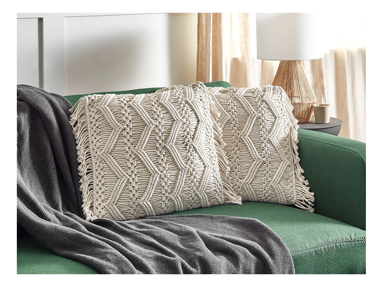 Set van 2 decoratieve kussens KIRIKKALE Katoen 45 x 45 cm Lichtbeige Geometrisch patroon