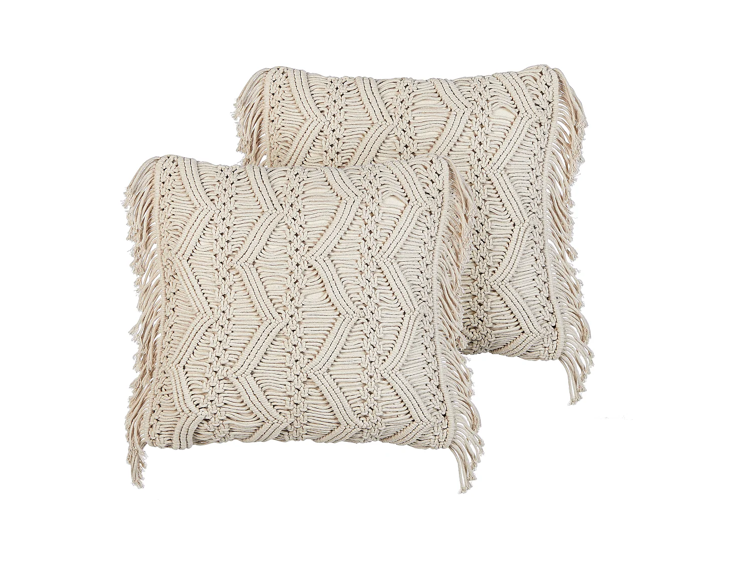 Lot de 2 coussins décoratifs KIRIKKALE Coton 45 x 45 cm Beige clair Motif géométrique