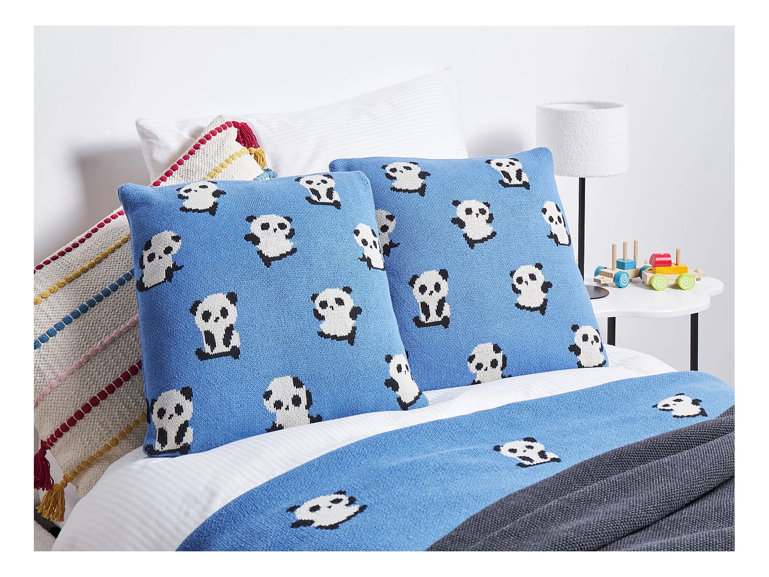 Lot de 2 coussins décoratifs TALOKAN Coton 45 x 45 cm Bleu