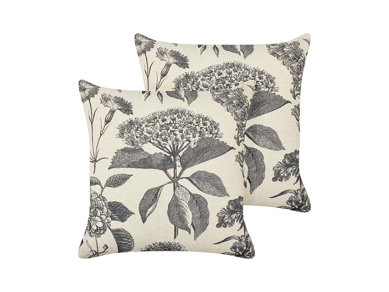 Set di 2 cuscini ROSEMARY Cotone 45 x 45 cm Grigio Trama floreale