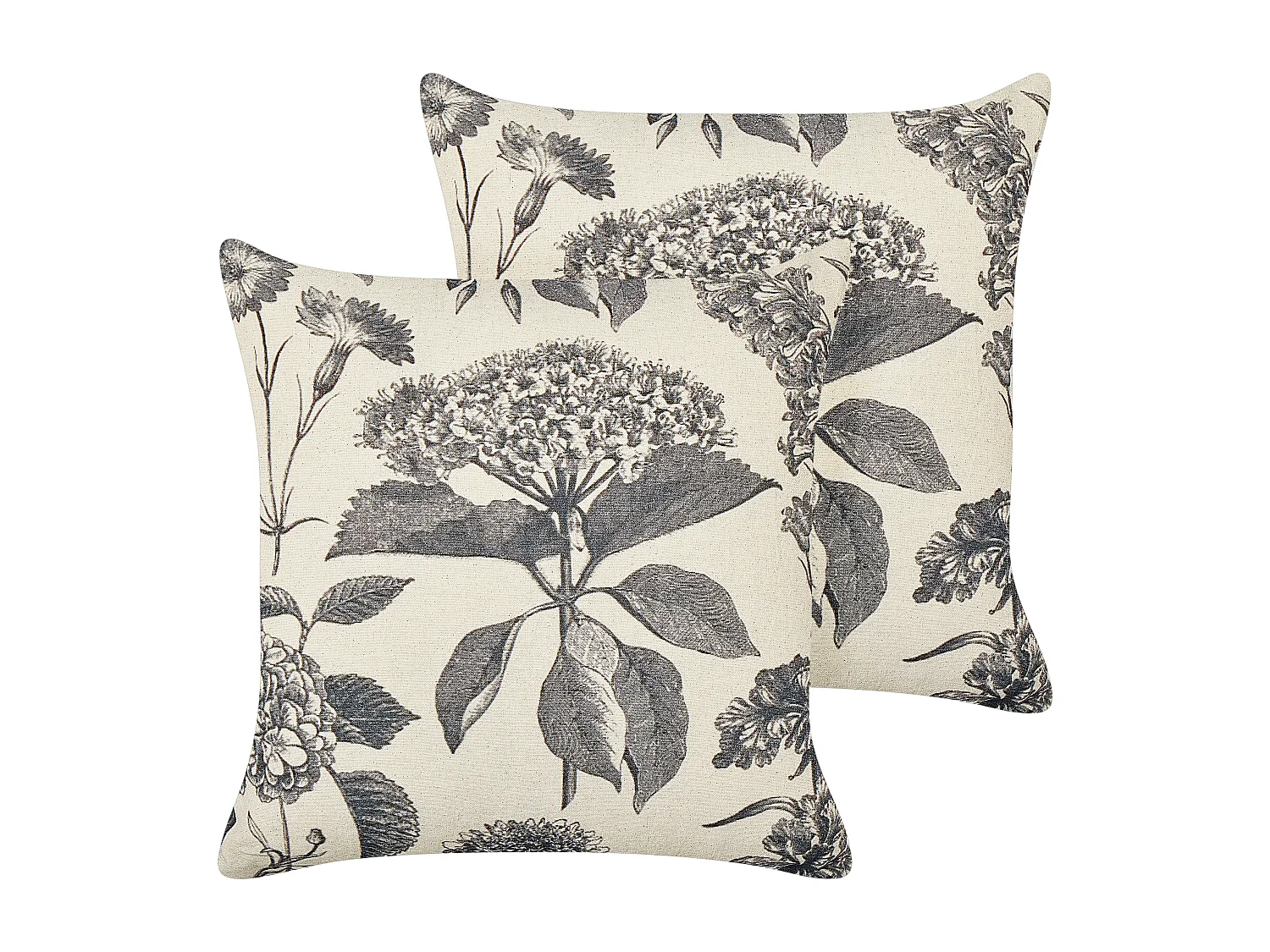 Set van 2 decoratieve kussens ROSEMARY Katoen 45 x 45 cm Grijs Bloempatroon