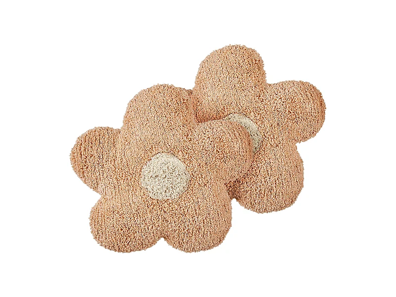Conjunto de 2 cojines flor de algodón rosa melocotón 30 x 30 cm SORREL