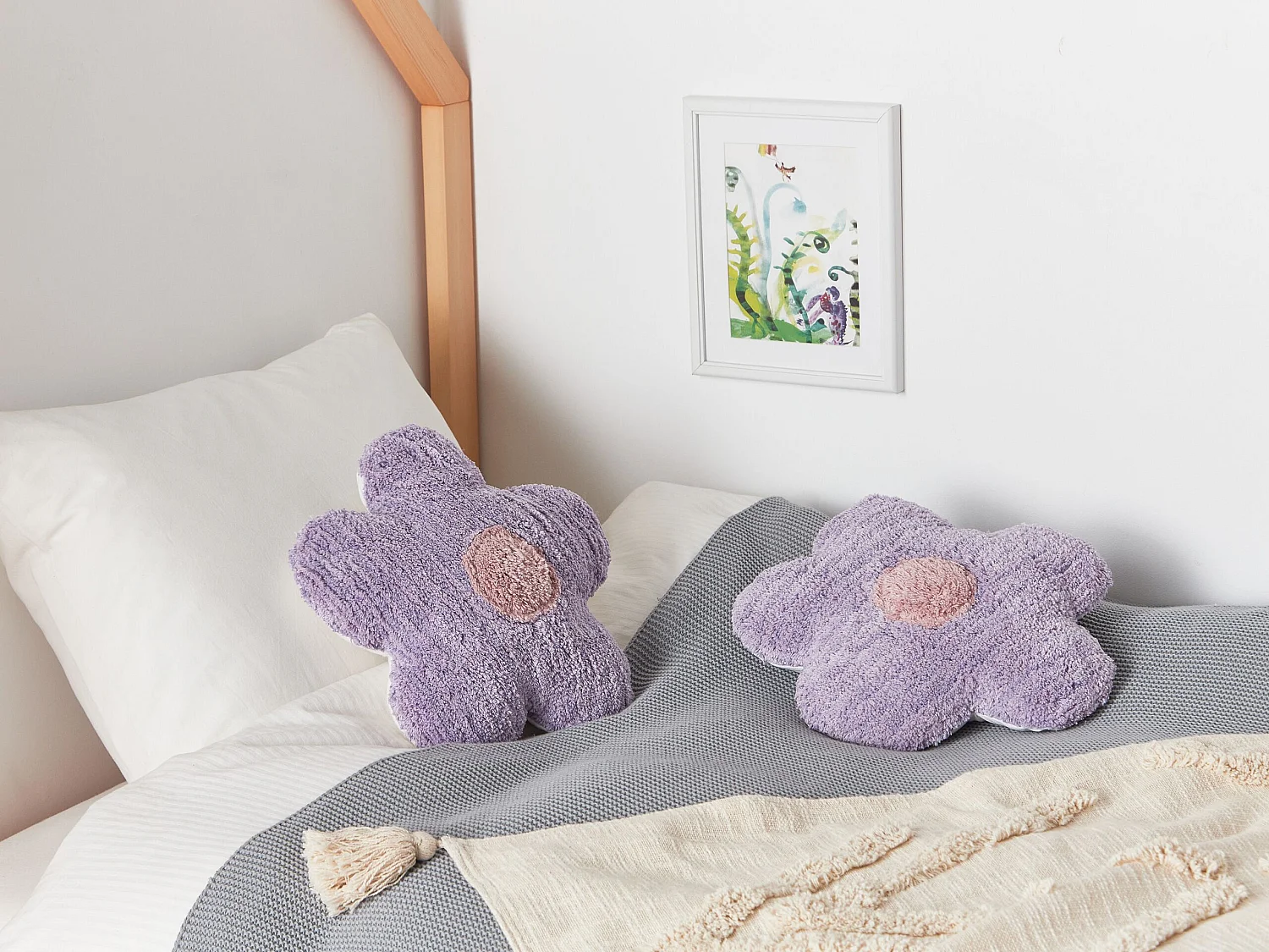 Set of 2 Decorative Cushions SORREL Cotton 30 x 30 cm Violet Flower