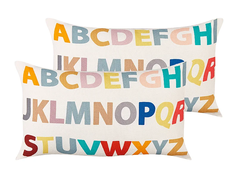 Dekokissen Baumwolle bunt Alphabet für Kinderzimmer 45 x 45 cm Asarum