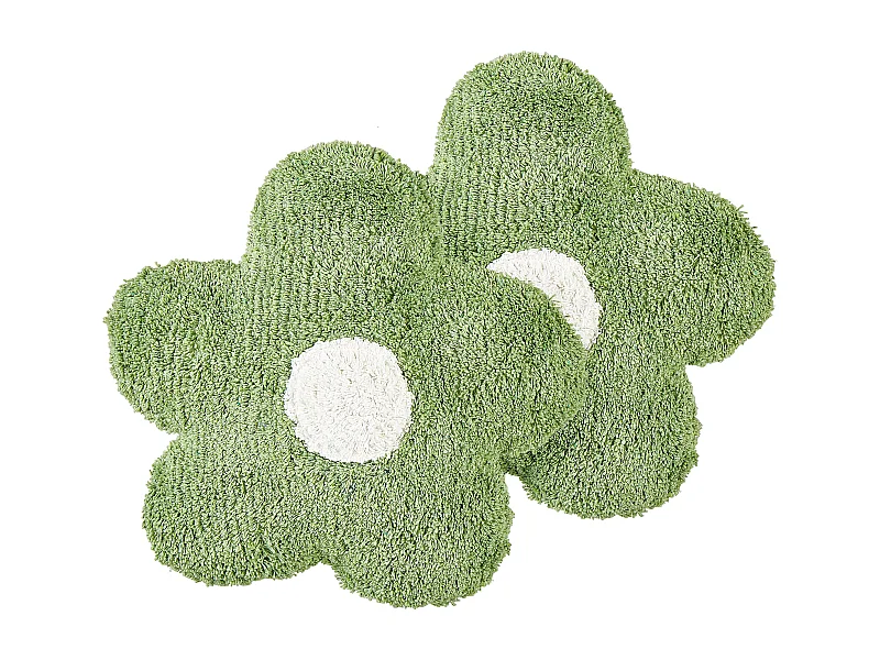 Conjunto de 2 almofadas decorativas com forma de flor em algodão verde 30 x 30 cm SORREL