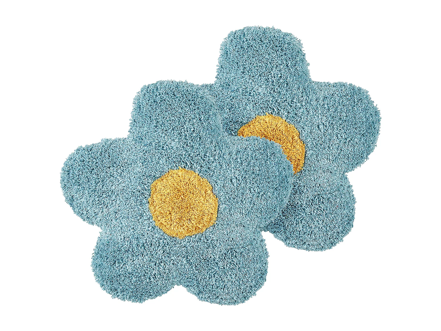 Dekokissen 2er Set Baumwolle blau 30 x 30 cm Blumenform für Kinderzimmer Sorrel