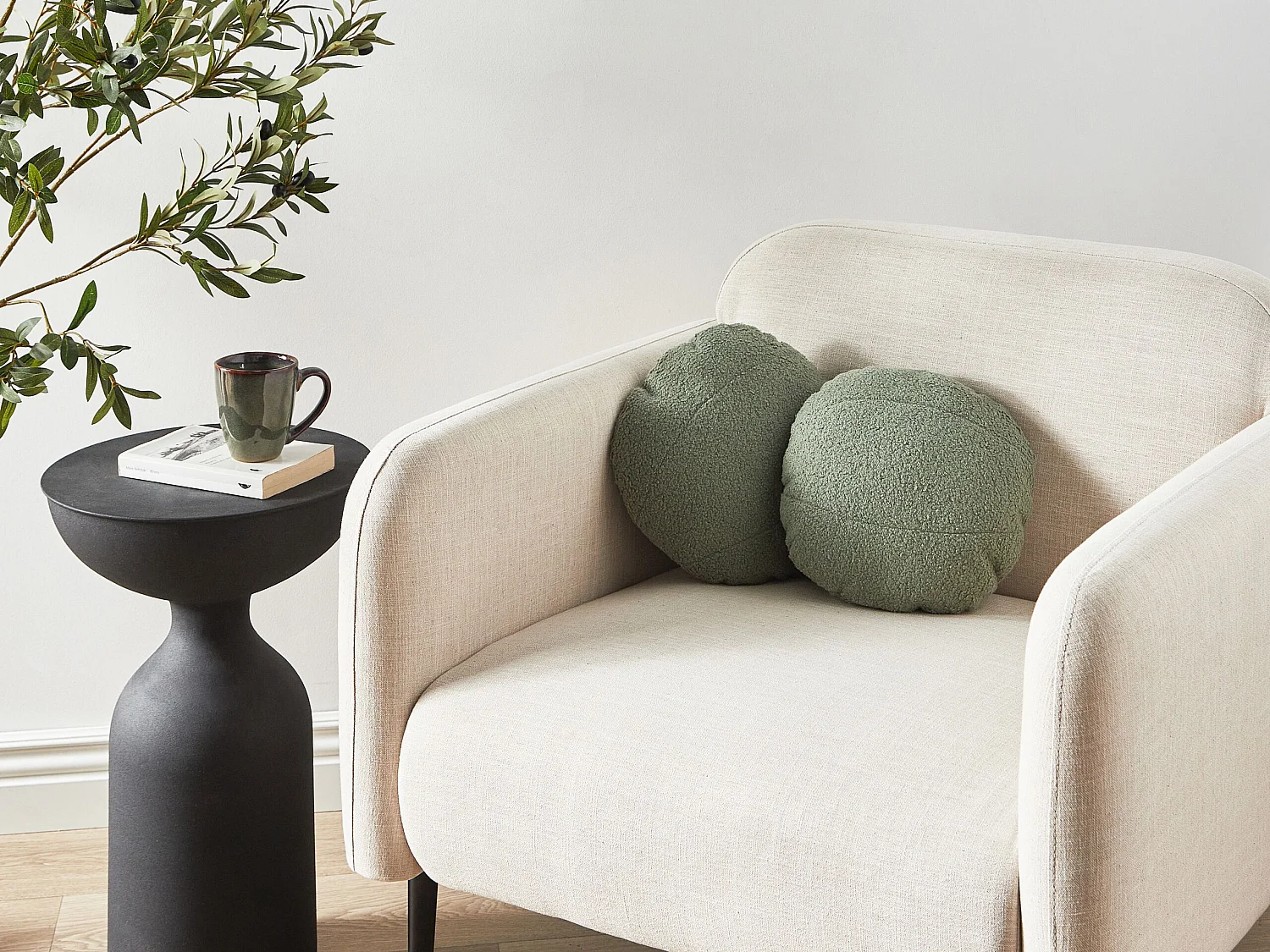 Set van 2 decoratieve kussens RUTABAGA Bouclé 30 x 30 cm Groen Effen