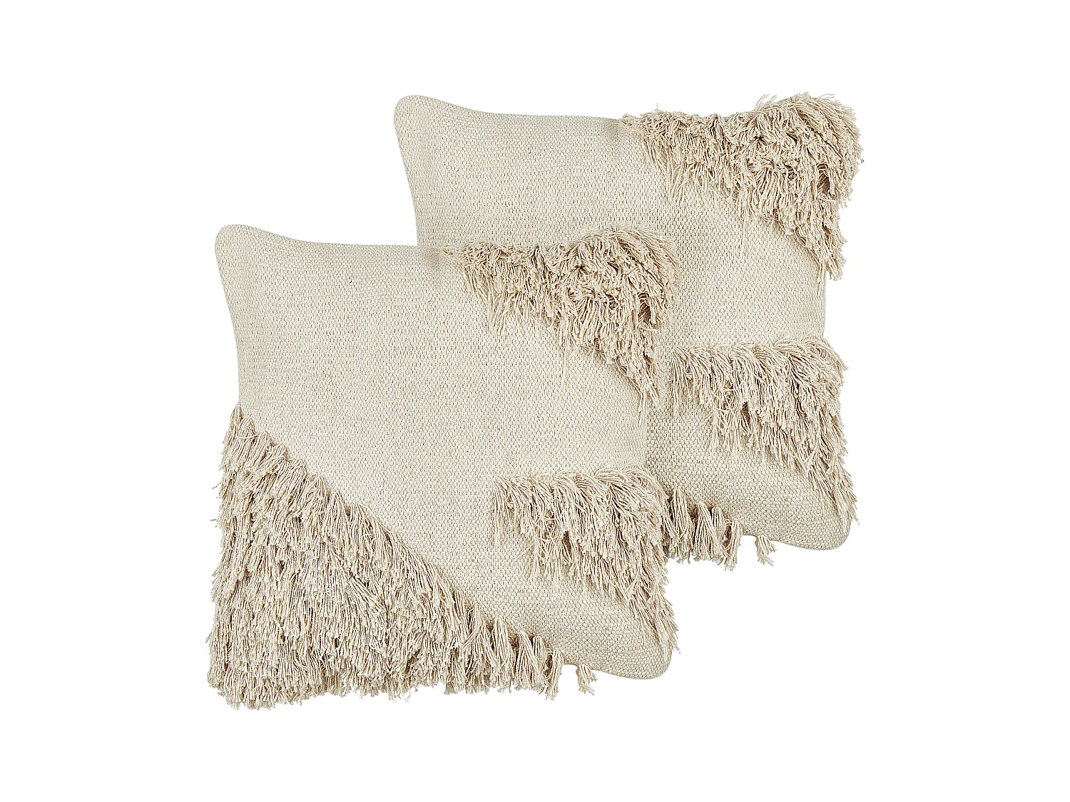 Lot de 2 coussins décoratifs SOURWOOD Coton 45 x 45 cm Beige Motif géométrique