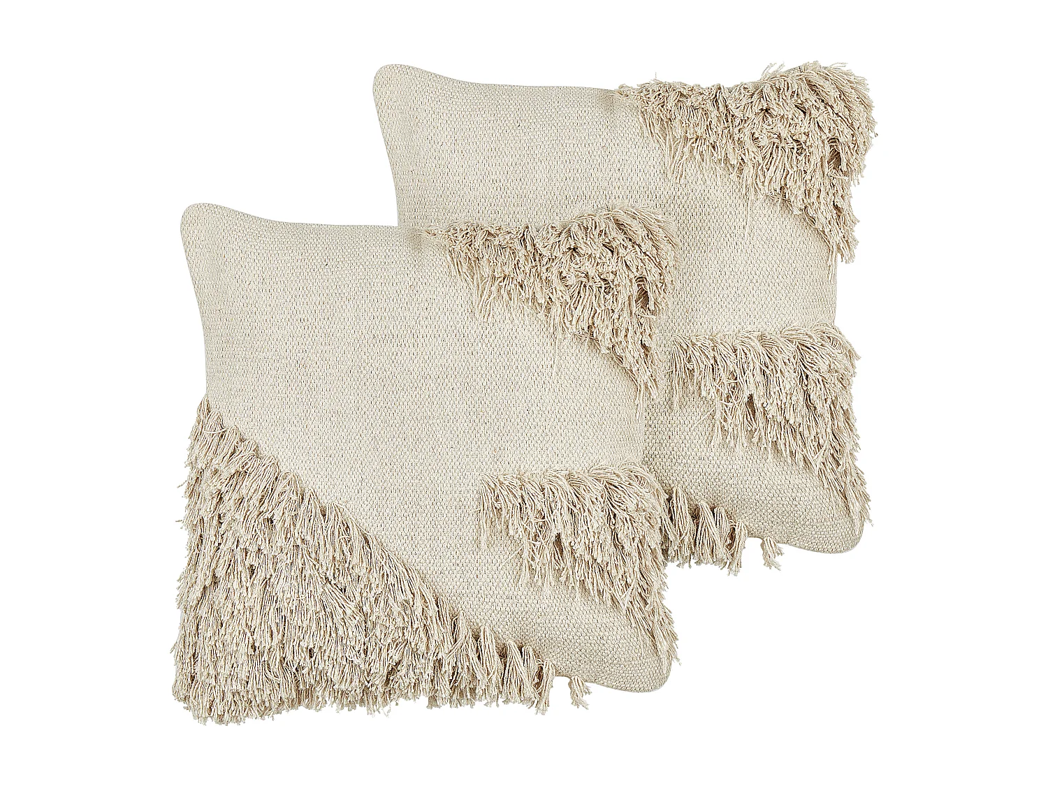 Conjunto de 2 almofadas decorativas SOURWOOD Algodão 45 x 45 cm Creme Padrão geométrico