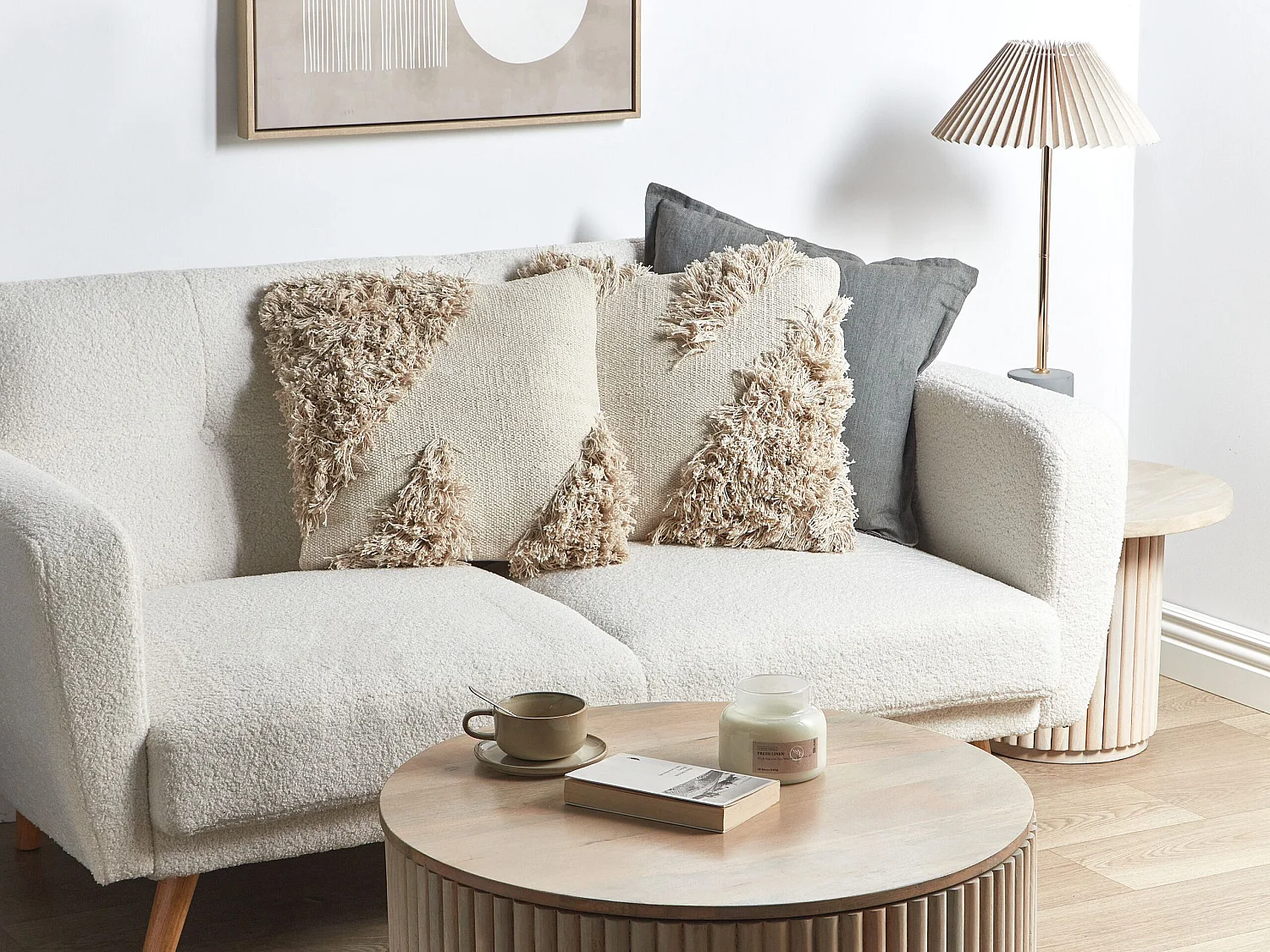 Set van 2 decoratieve kussens SOURWOOD Katoen 45 x 45 cm Beige Geometrisch patroon
