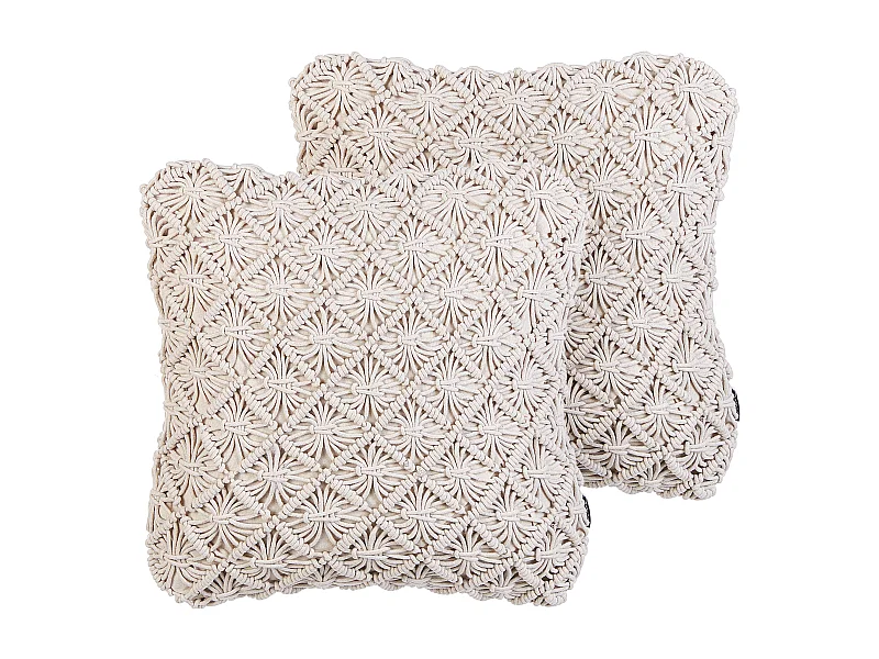Lot de 2 coussins décoratifs KIZKALESI Coton 45 x 45 cm Beige clair Motif géométrique