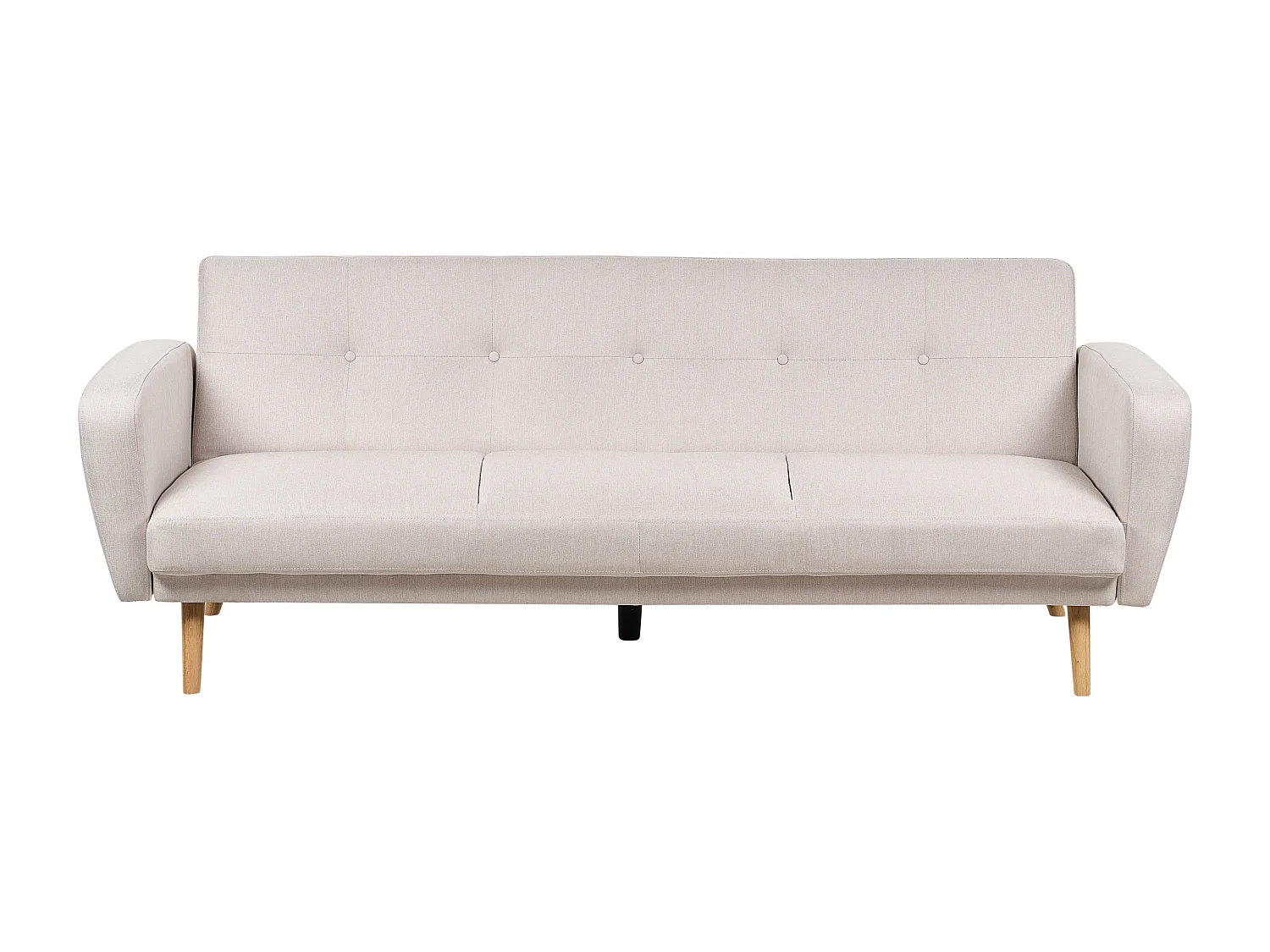 3-Sitzer Sofa Stoffbezug beige mit Schlaffunktion Holzbeine Schlafsofa Florli