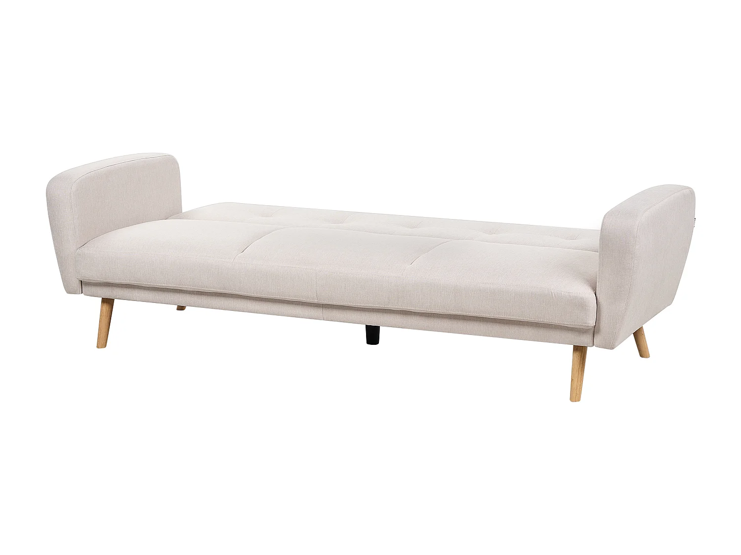 3-Sitzer Sofa Stoffbezug beige mit Schlaffunktion Holzbeine Schlafsofa Florli