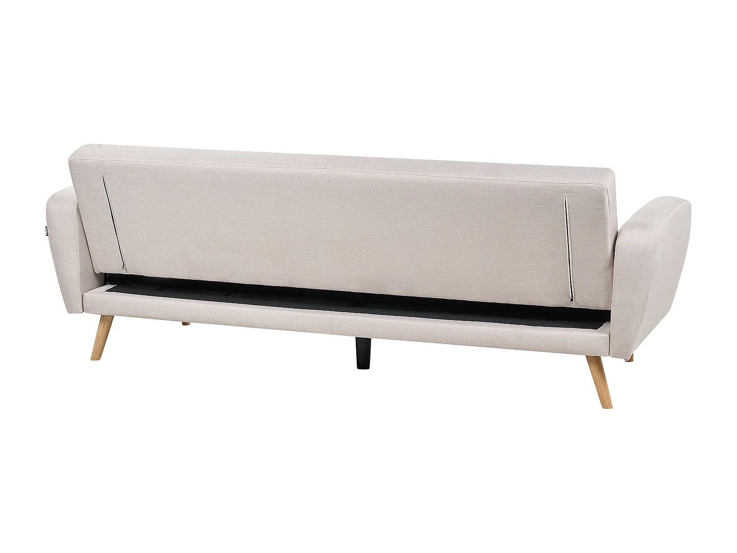 3-Sitzer Sofa Stoffbezug beige mit Schlaffunktion Holzbeine Schlafsofa Florli