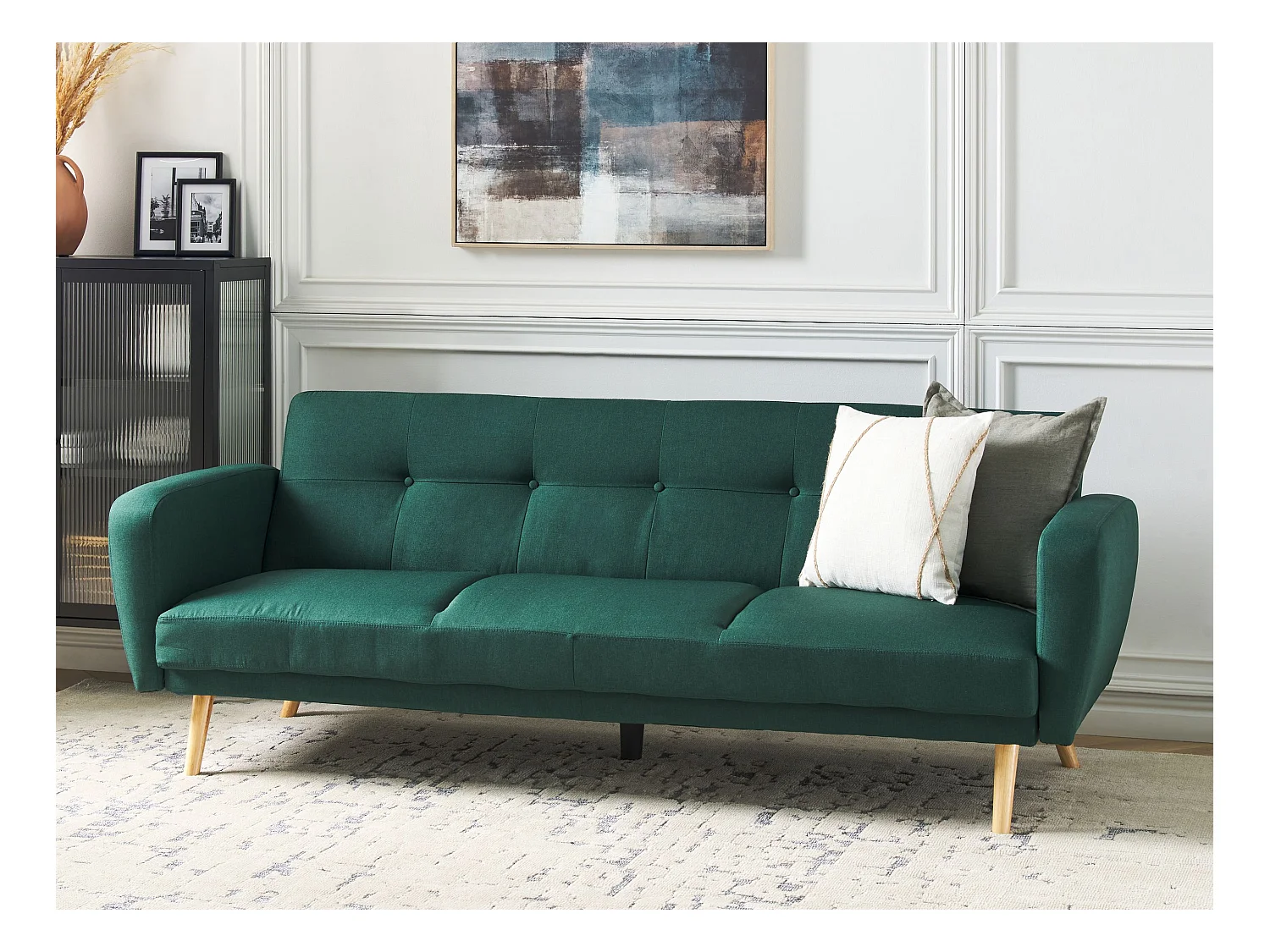 Divano letto FLORLI Tessuto Verde scuro 3 posti