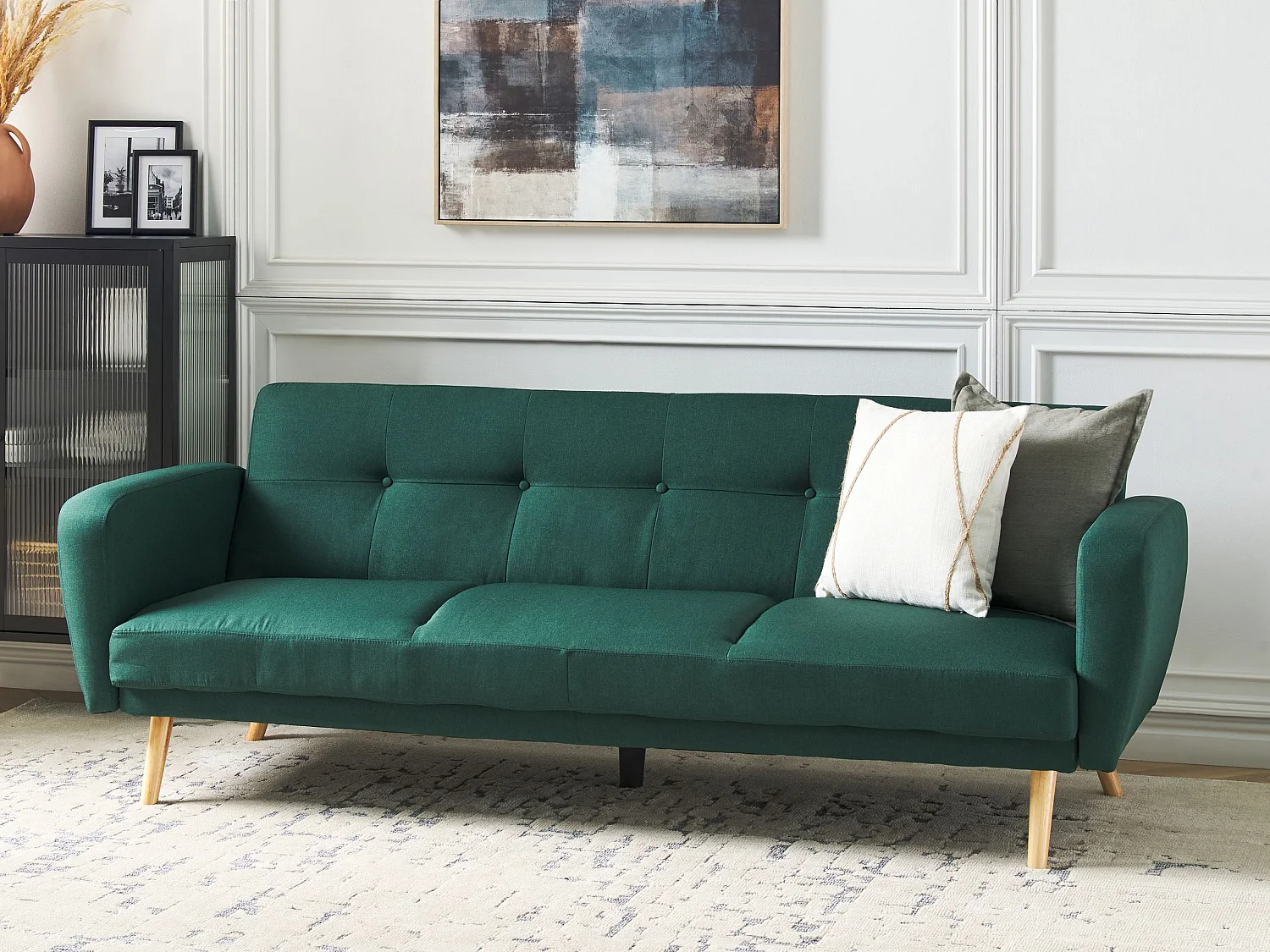 Slaapbank FLORLI Stof Donkergroen 3-zitter