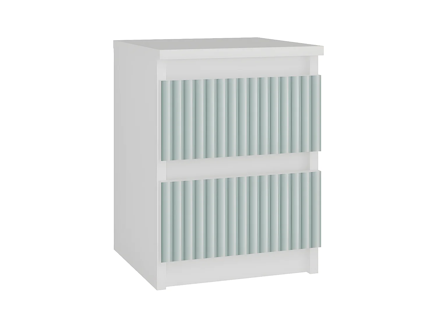 ASTER - Table de chavet style scandinave- 30x30x40 cm - Chevet 2 tiroirs - Meuble de chambre enfant - Blanc et vert