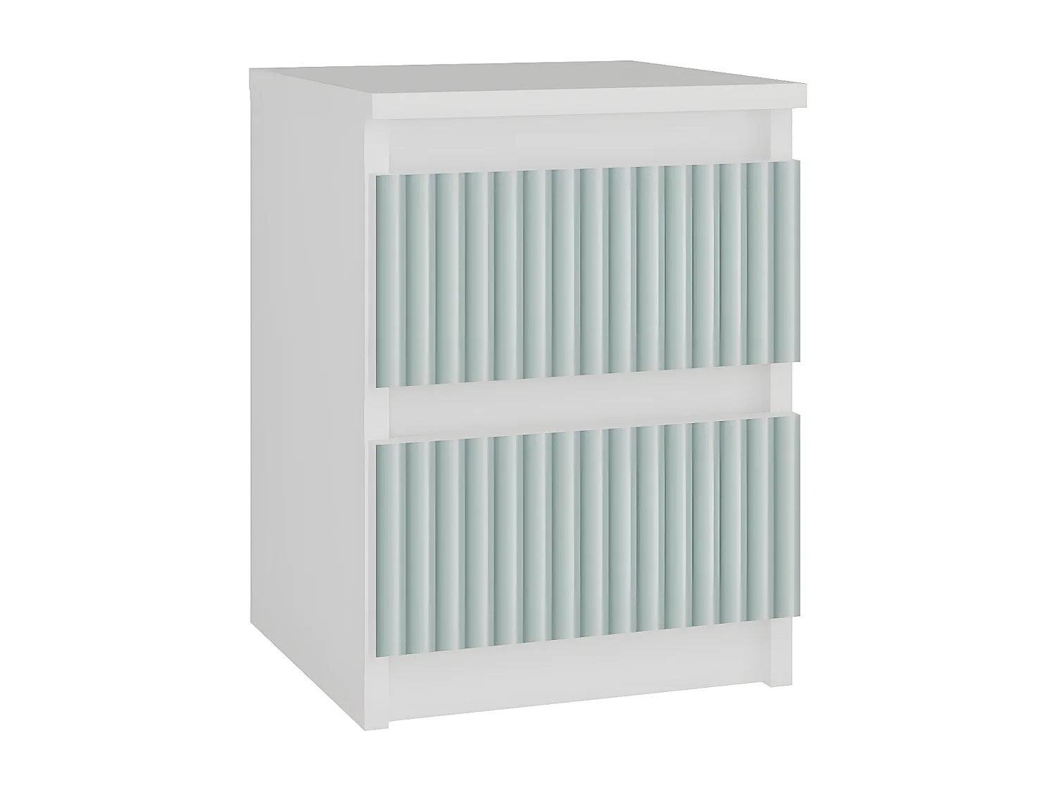 ASTER - Comodino in stile scandinavo - 30x30x40 cm - Comodino a 2 cassetti - Mobili per la cameretta dei bambini - Bianco e verde