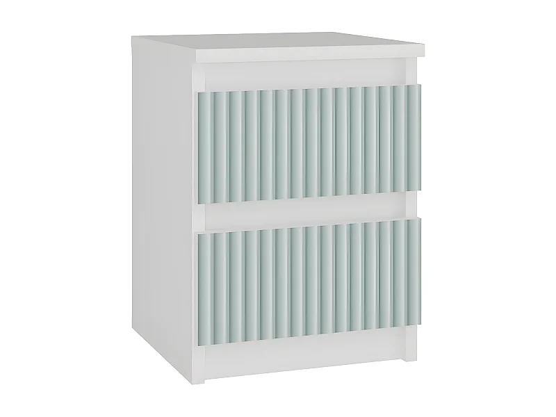 ASTER - Comodino in stile scandinavo - 30x30x40 cm - Comodino a 2 cassetti - Mobili per la cameretta dei bambini - Bianco e verde