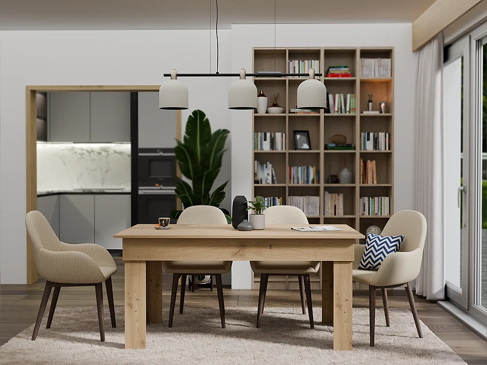 RHEA - Tavolo da pranzo cucina soggiorno 160x80x75cm - Tavolo da pranzo moderno in stile scandinavo per 6 persone - Artisan