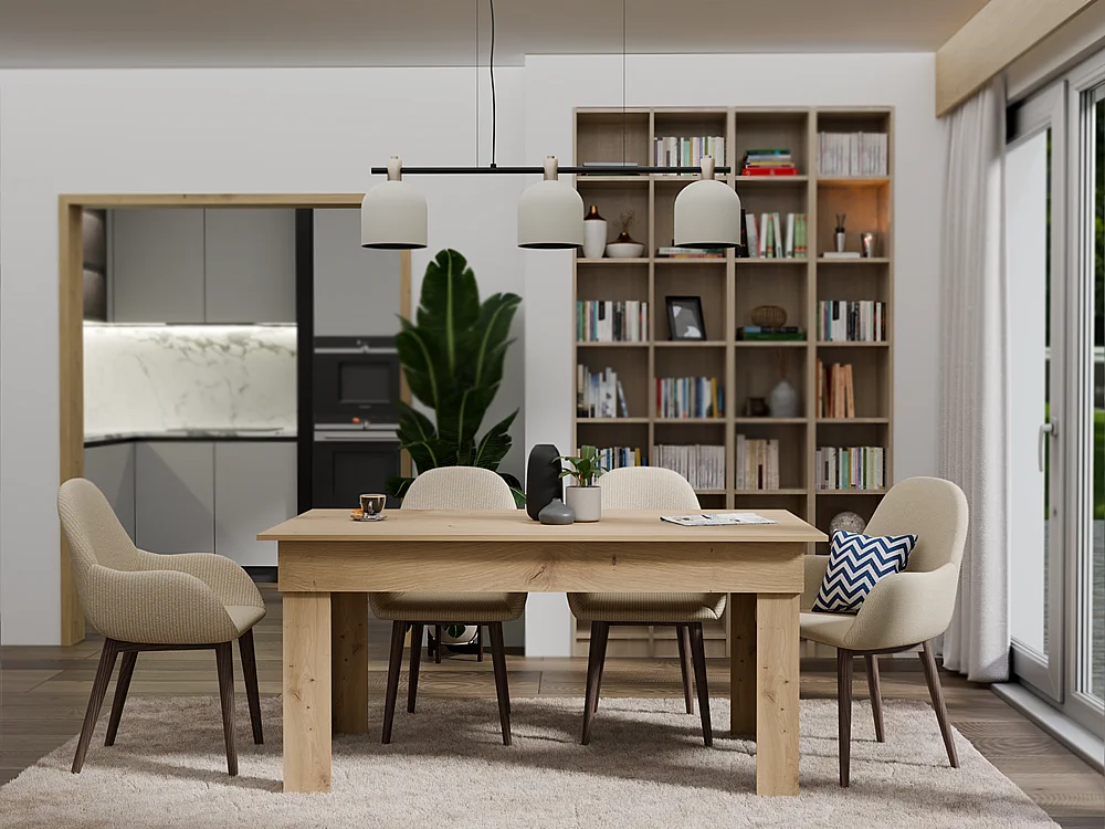 RHEA - Esstisch Küche Wohnzimmer 160x80x75cm - Esstisch für 6 Personen modern skandinavischer Stil - Handwerker