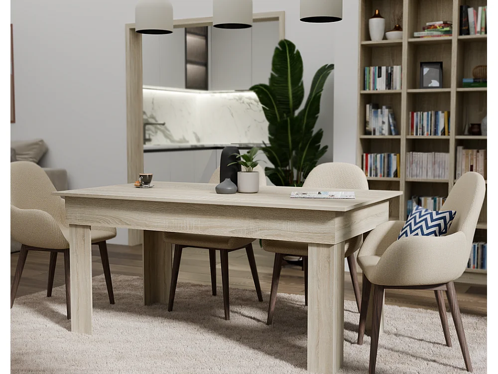 RHEA - Tavolo da pranzo cucina soggiorno 160x80x75cm - Tavolo da pranzo moderno in stile scandinavo per 6 persone - Sonama