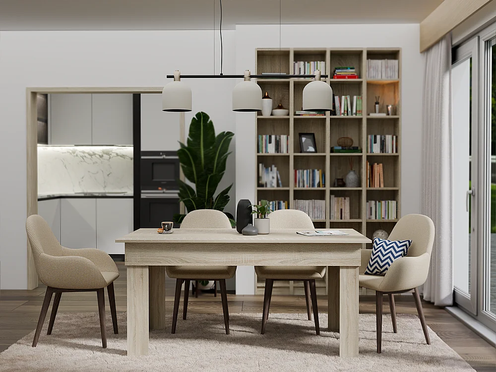 RHEA - Tavolo da pranzo cucina soggiorno 160x80x75cm - Tavolo da pranzo moderno in stile scandinavo per 6 persone - Sonama