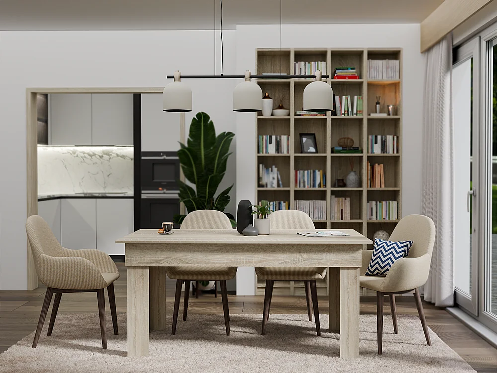 RHEA - Esstisch Küche Wohnzimmer 160x80x75cm - Esstisch für 6 Personen modern skandinavischer Stil - Sonama