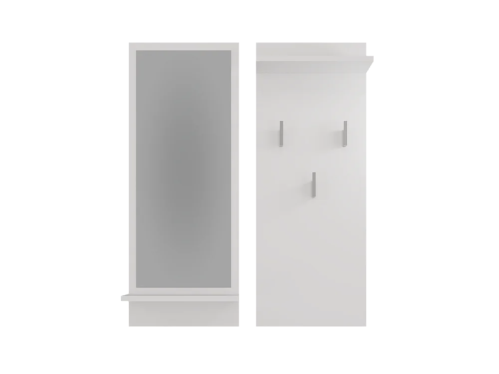 Wieszak Riva | Biały | 70x16x90 | Wieszak Ścienny z Półką i Lustrem