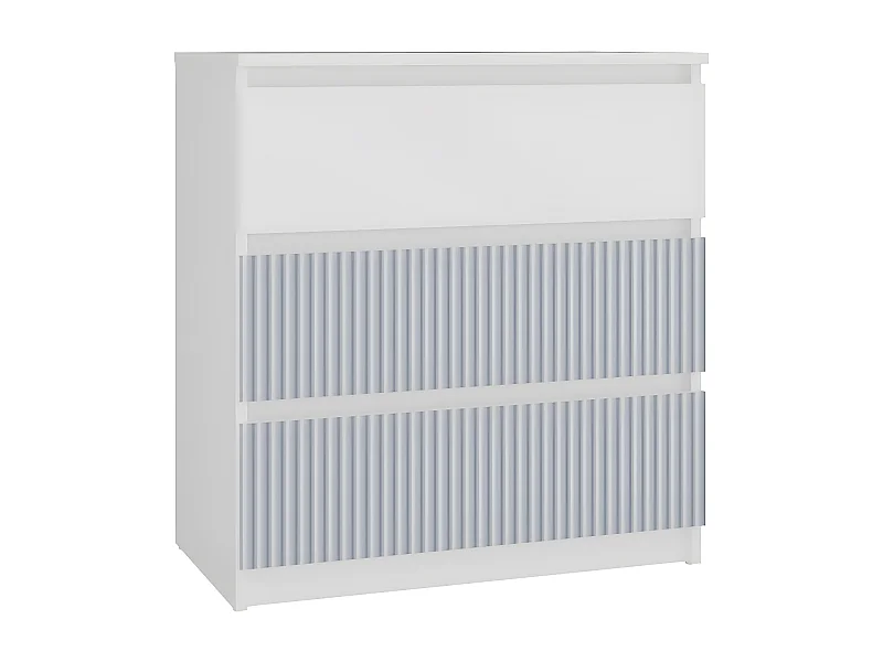 ASTER T3 - Cassettiera per bambini - 70x40x77 - 3 cassetti - Mobile moderno - Bianco e blu