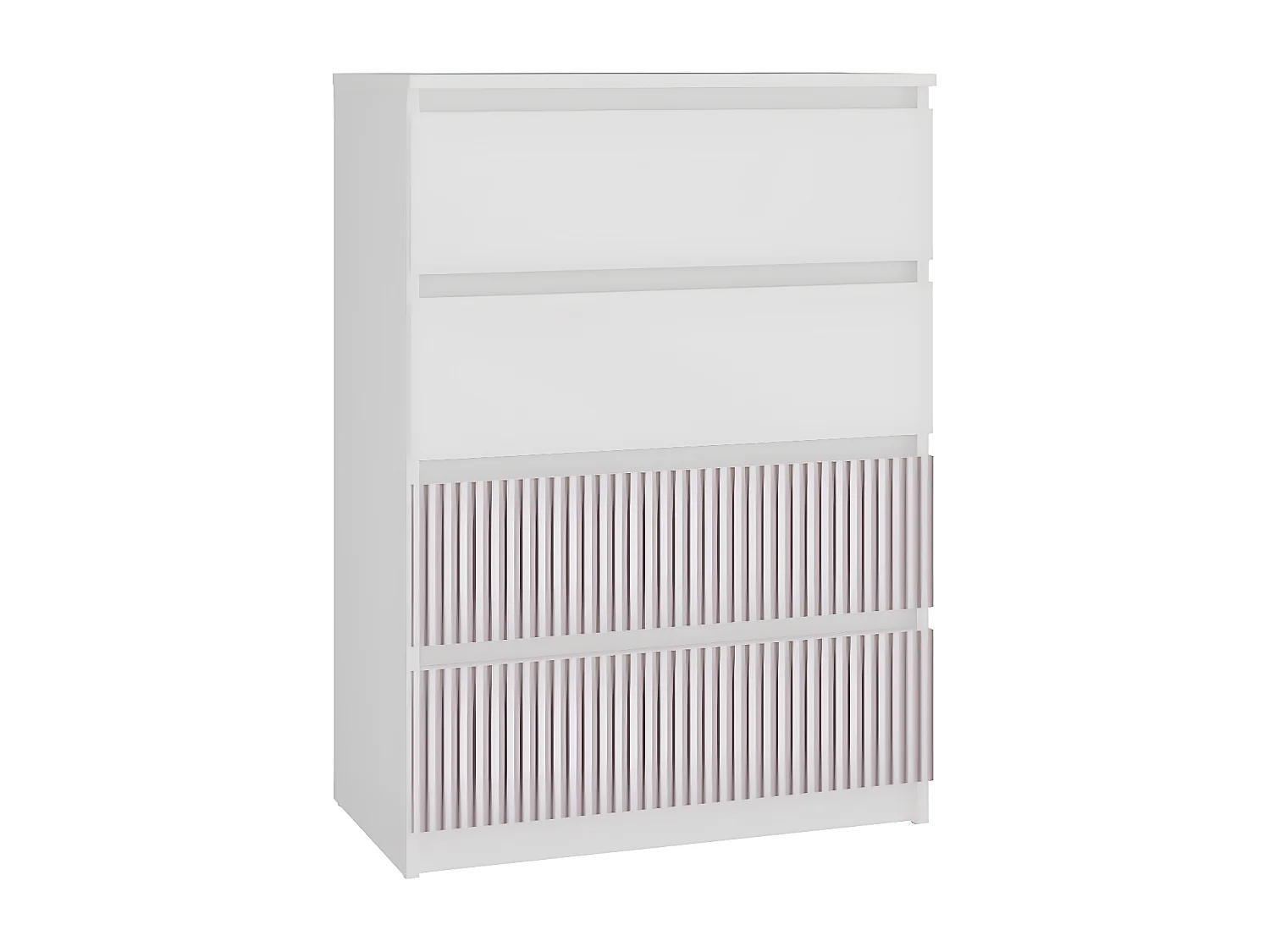 Kommode Malwa M4 | Farbe: Weiß/Rosa | Schrank für Dokumente, Kleinigkeiten | Ideal für Wohnzimmer, Schlafzimmer, Kinderzimmer, Jugendzimmer | 4 geräumige Schubladen