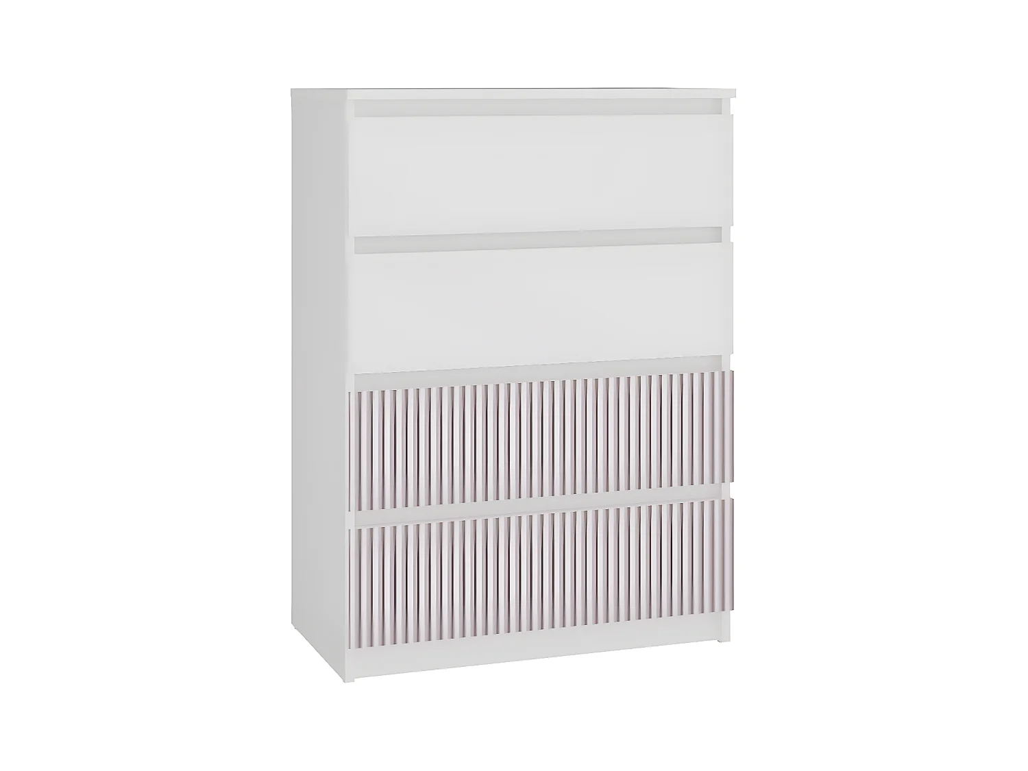 ASTER T4 - Commode moderne 4 tiroirs - 97x70x40 - Meuble de rangement enfant - Blanc et rose