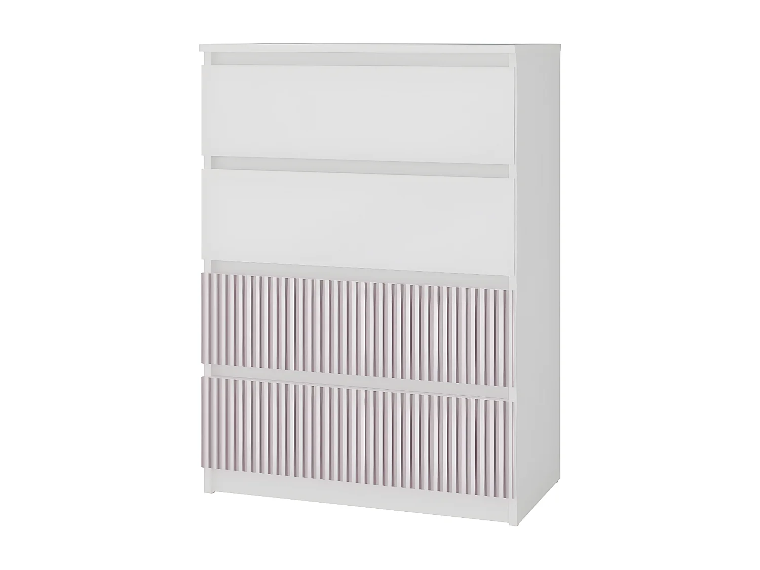 ASTER T4 - Commode moderne 4 tiroirs - 97x70x40 - Meuble de rangement enfant - Blanc et rose