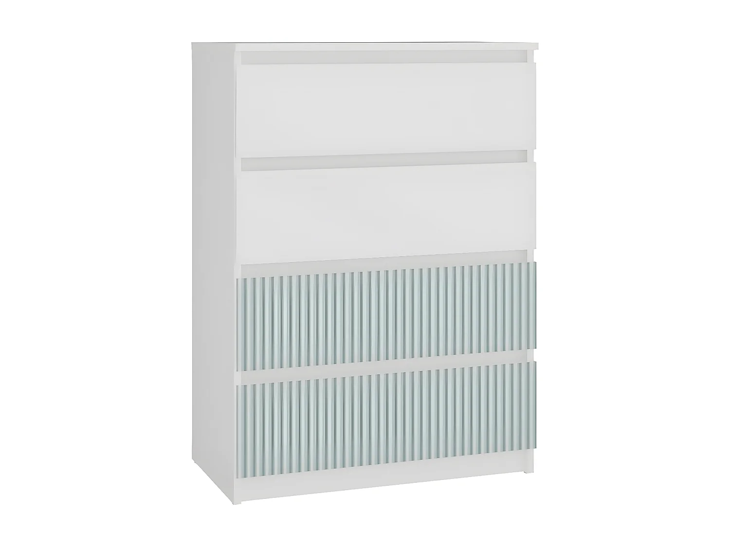 ASTER T4 - Commode moderne 4 tiroirs - 97x70x40 - Meuble de rangement enfant - Blanc et vert