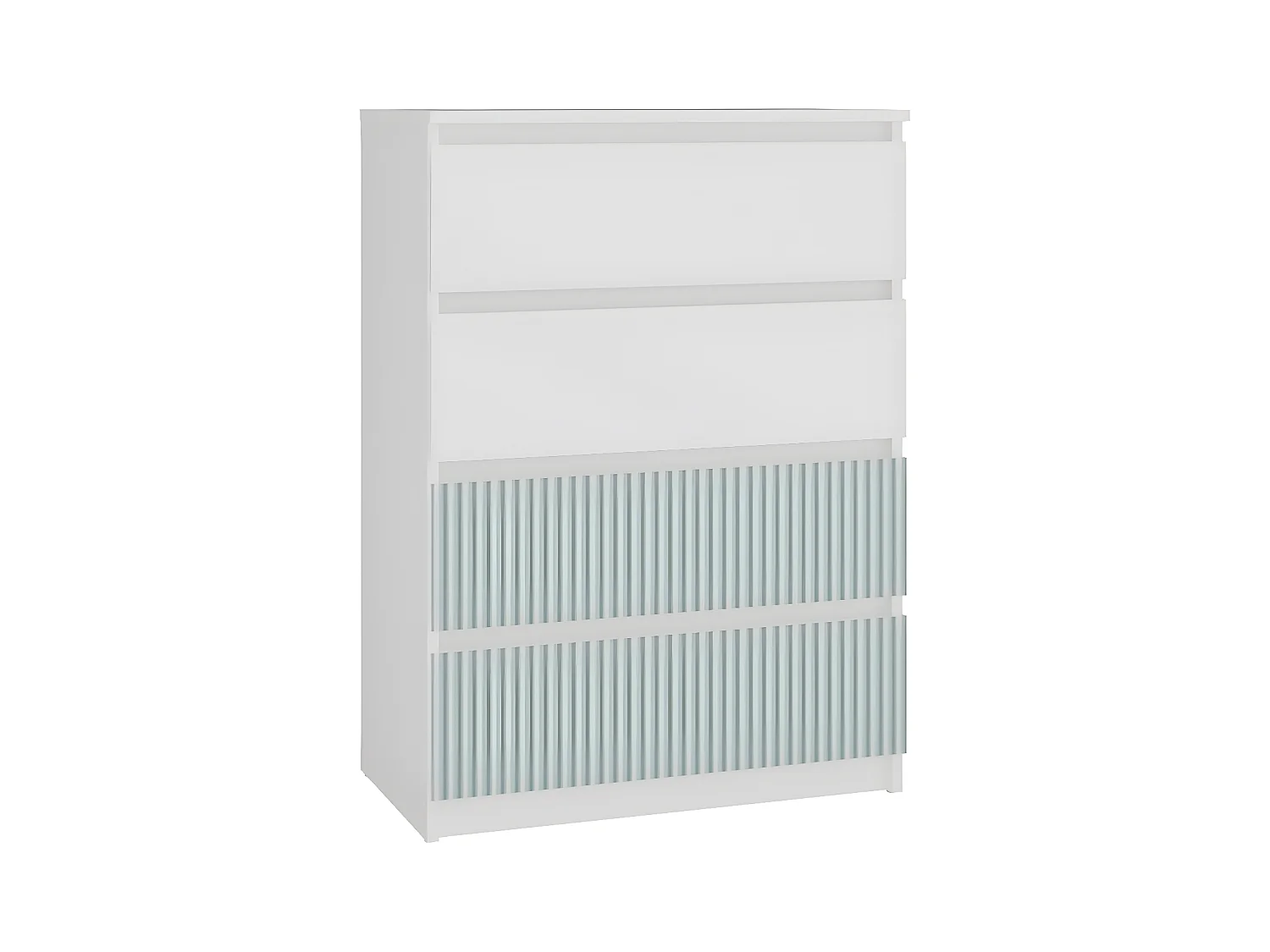 ASTER T4 - Commode moderne 4 tiroirs - 97x70x40 - Meuble de rangement enfant - Blanc et vert