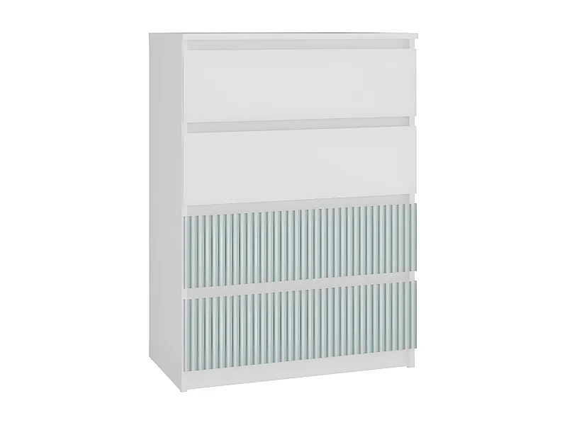 ASTER T4 - Arcón moderno 4 cajones - 97x70x40 - Mueble de almacenaje para niños - Blanco y verde