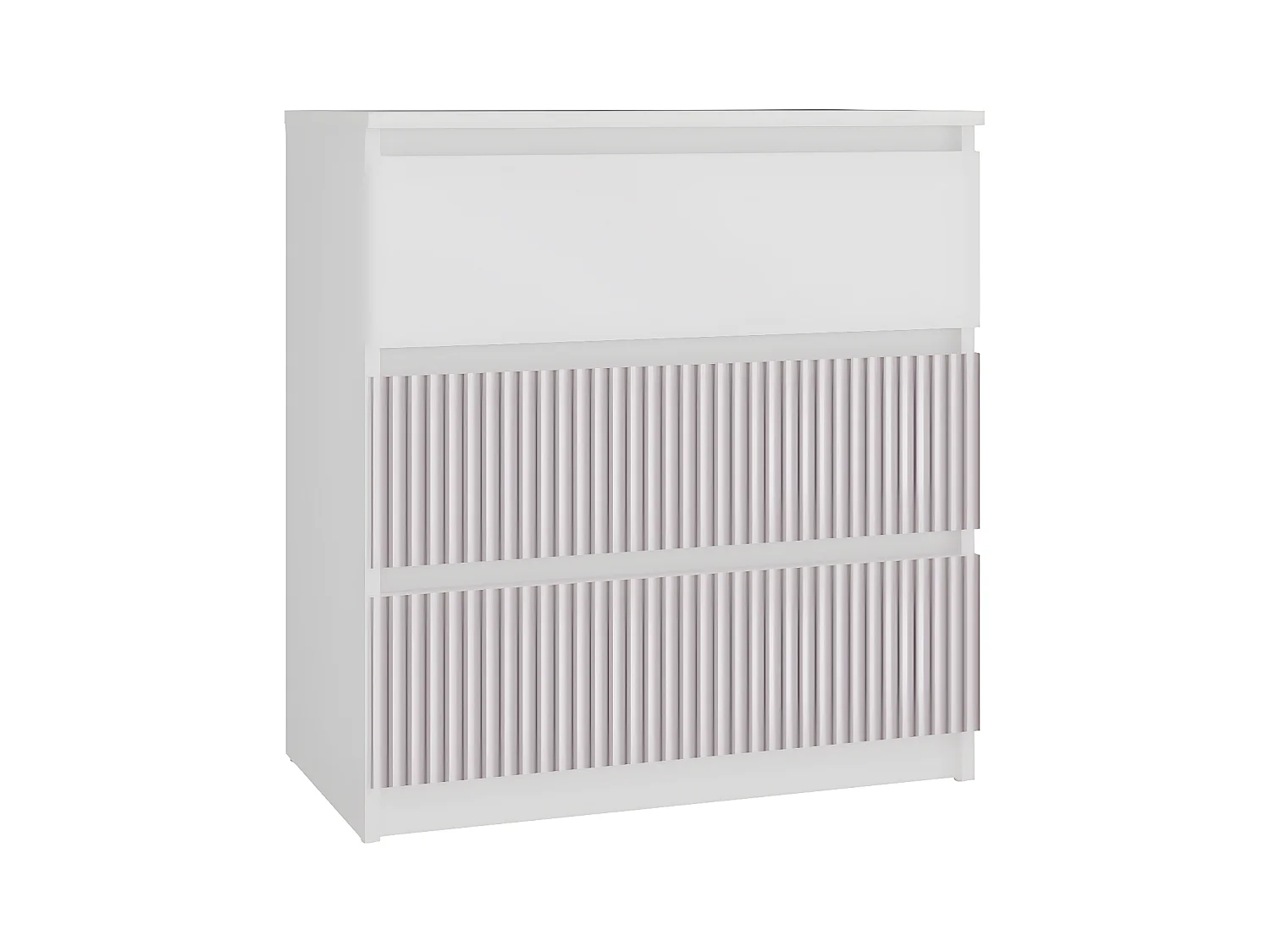 ASTER T3 - Commode chambre/bureau pour enfant - 70x40x77 - 3 tiroirs - Meuble de rangement moderne - Blanc et rose