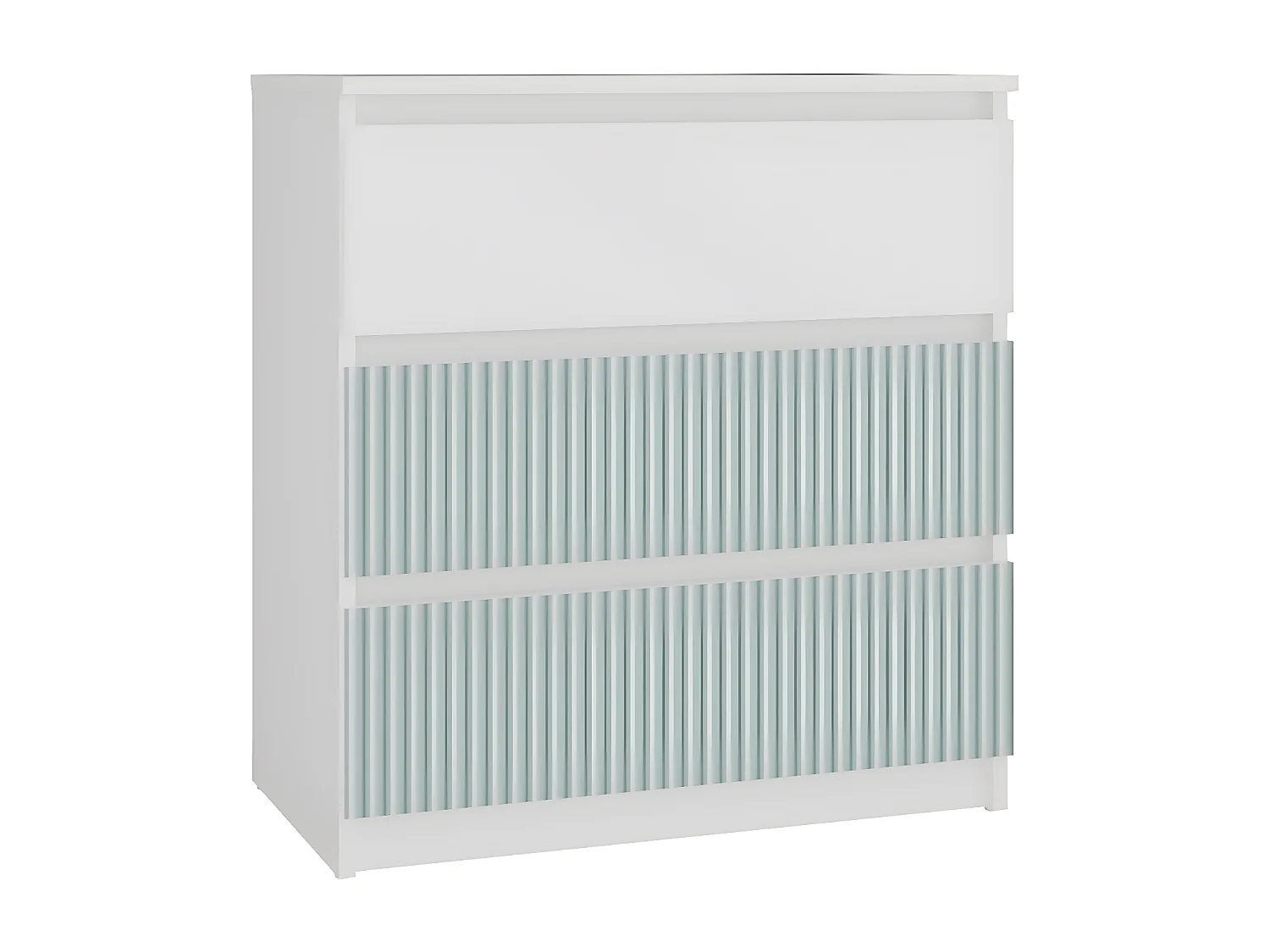 ASTER T3 - Cassettiera per bambini - 70x40x77 - 3 cassetti - Mobile moderno - Bianco e verde