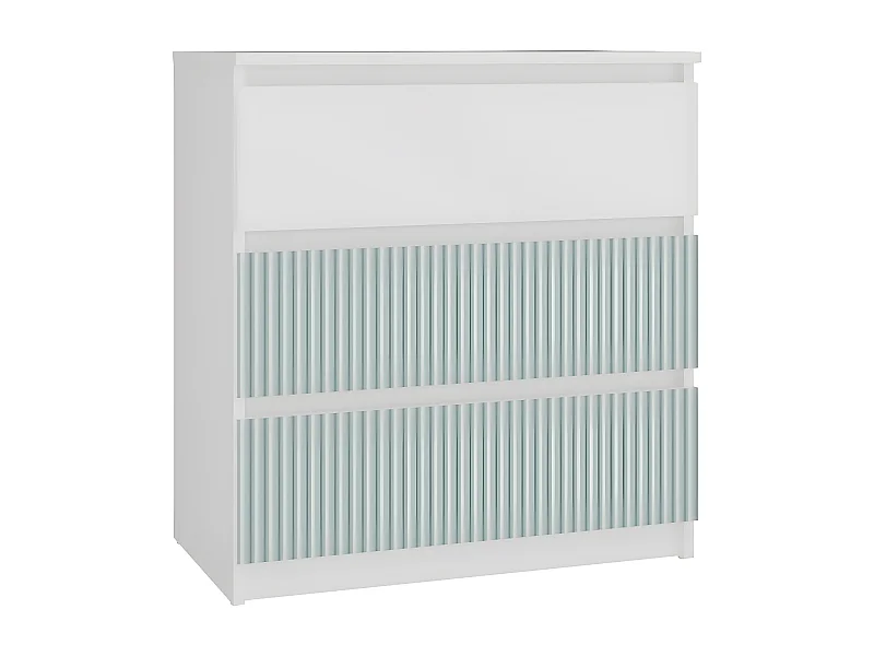ASTER T3 - Cassettiera per bambini - 70x40x77 - 3 cassetti - Mobile moderno - Bianco e verde