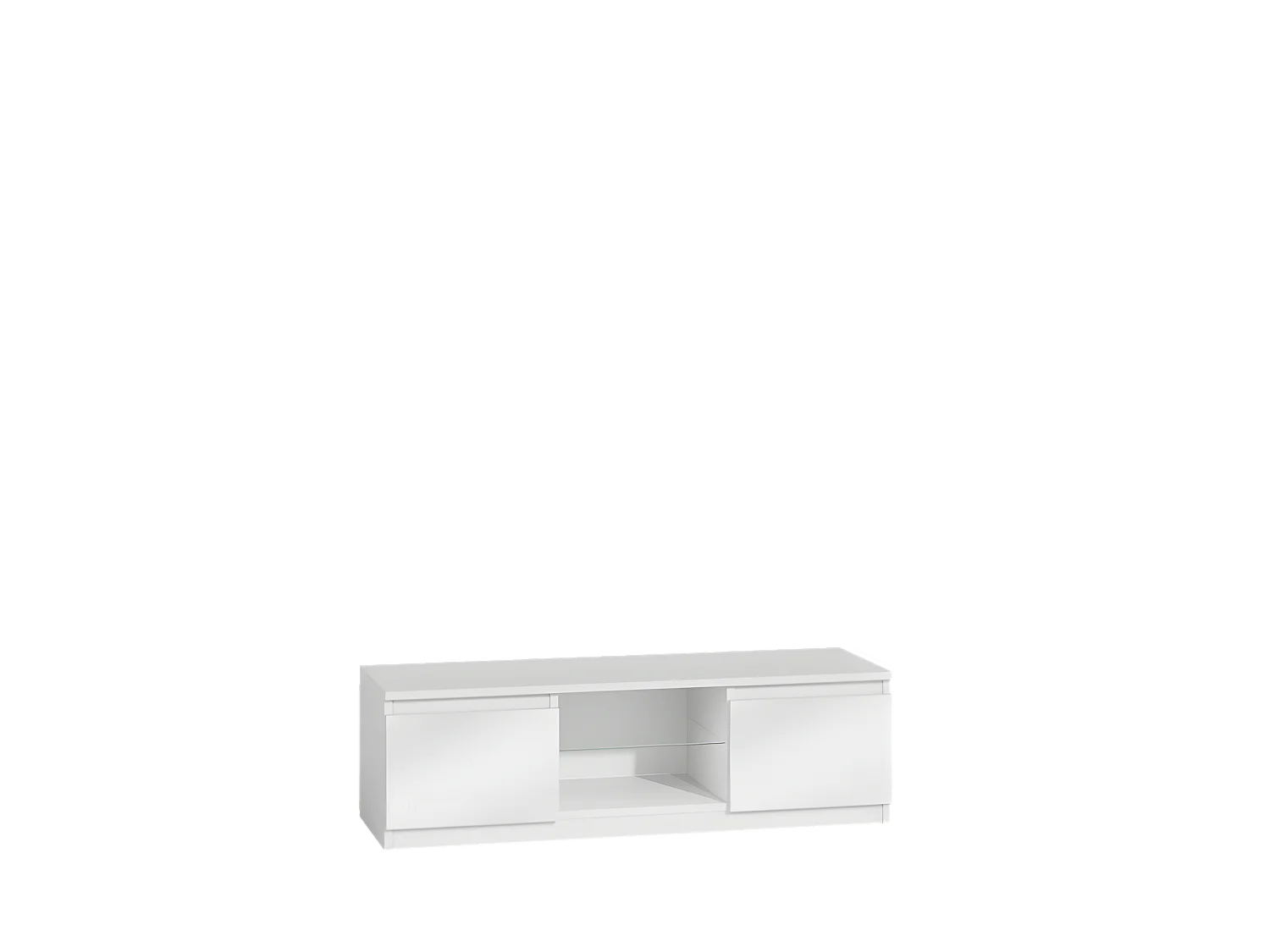 TIVOLI - Meuble TV style moderne - 140x40x36cm - 2 niches + 2 portes - Rangement matériel télé/audio - Blanc brillant