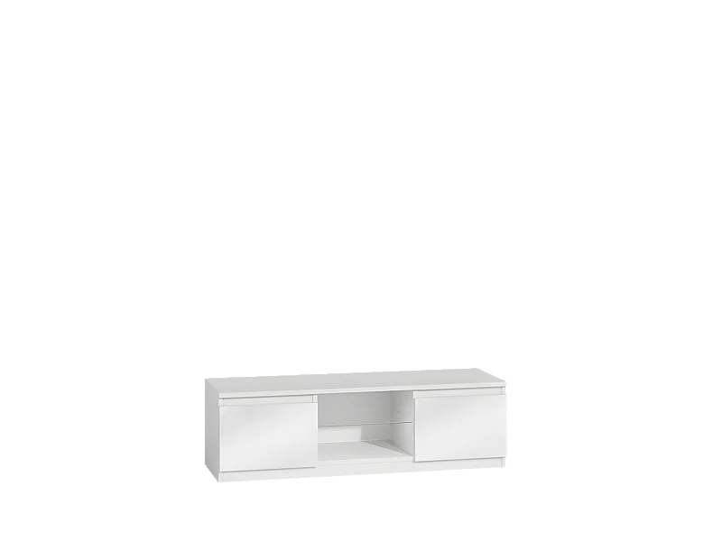 TIVOLI - TV-Möbel im modernen Stil - 140x40x36cm - 2 Nischen + 2 Türen - Aufbewahrung von TV-/Audiogeräten - Weiß Hochglanz