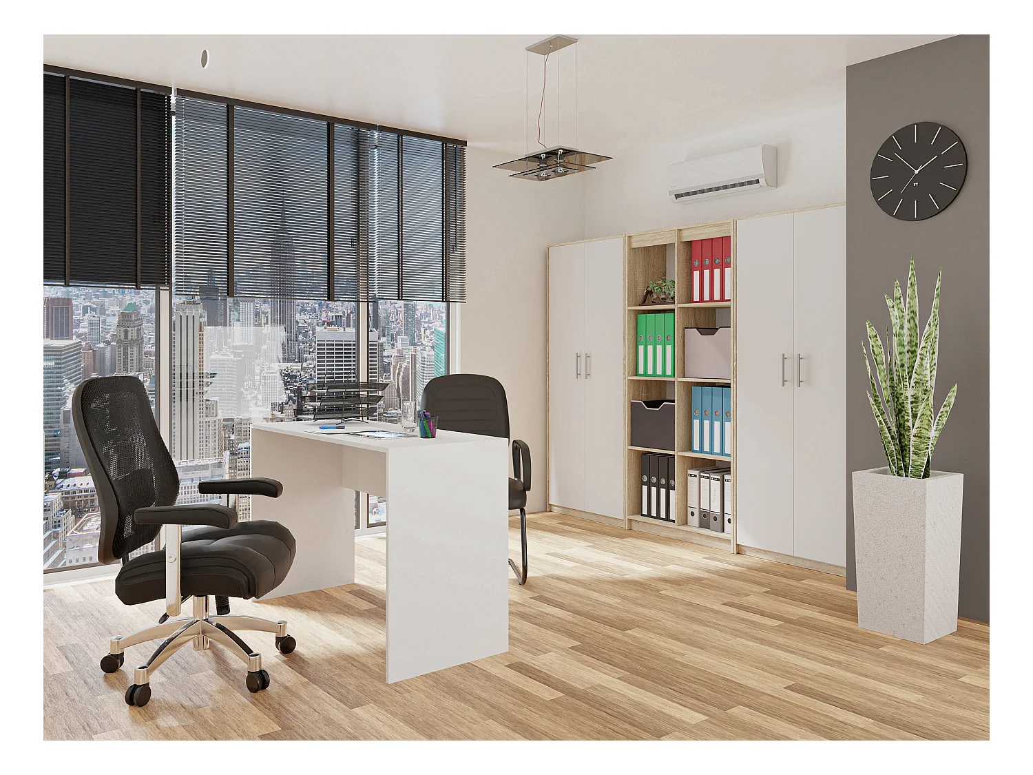 Regał Oliv 2D | Dąb Sonoma/Biel |  74x35x180 cm | Regał Zamykany, 2 Drzwi, 8 Półek