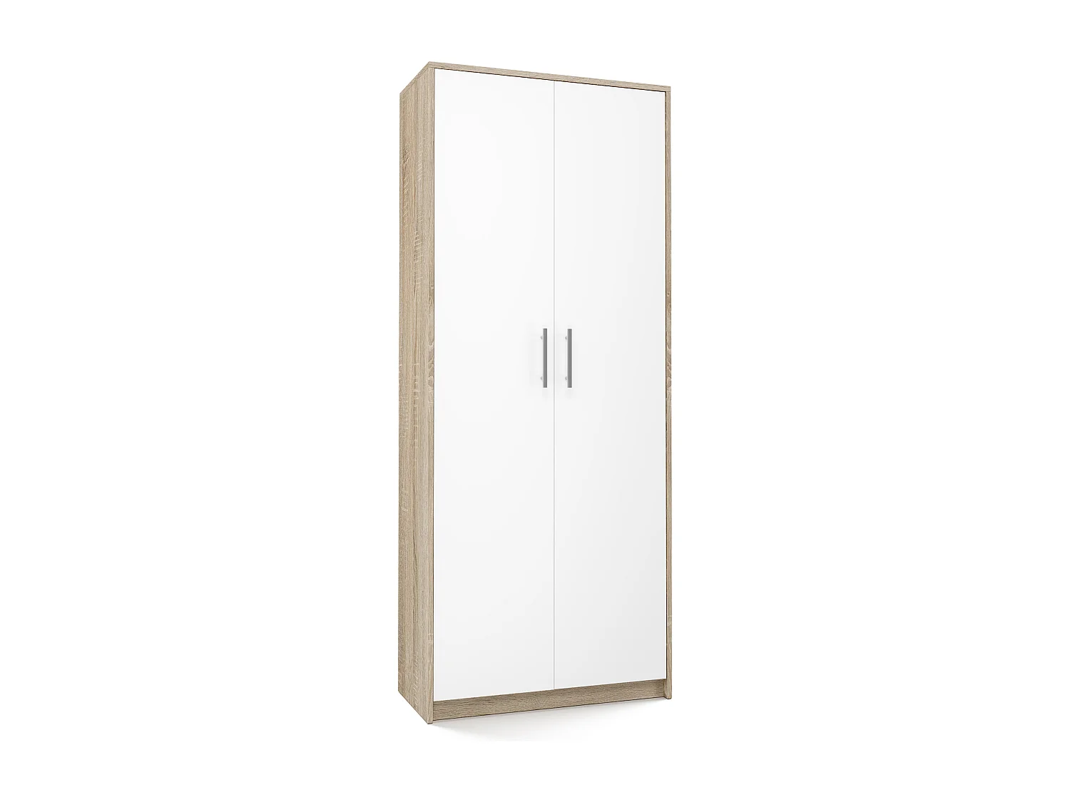 PARLA - Armoire moderne 6 étagères - 180x74x35cm - Meuble de rangement - Armoire bureau - Blanc et Sonoma