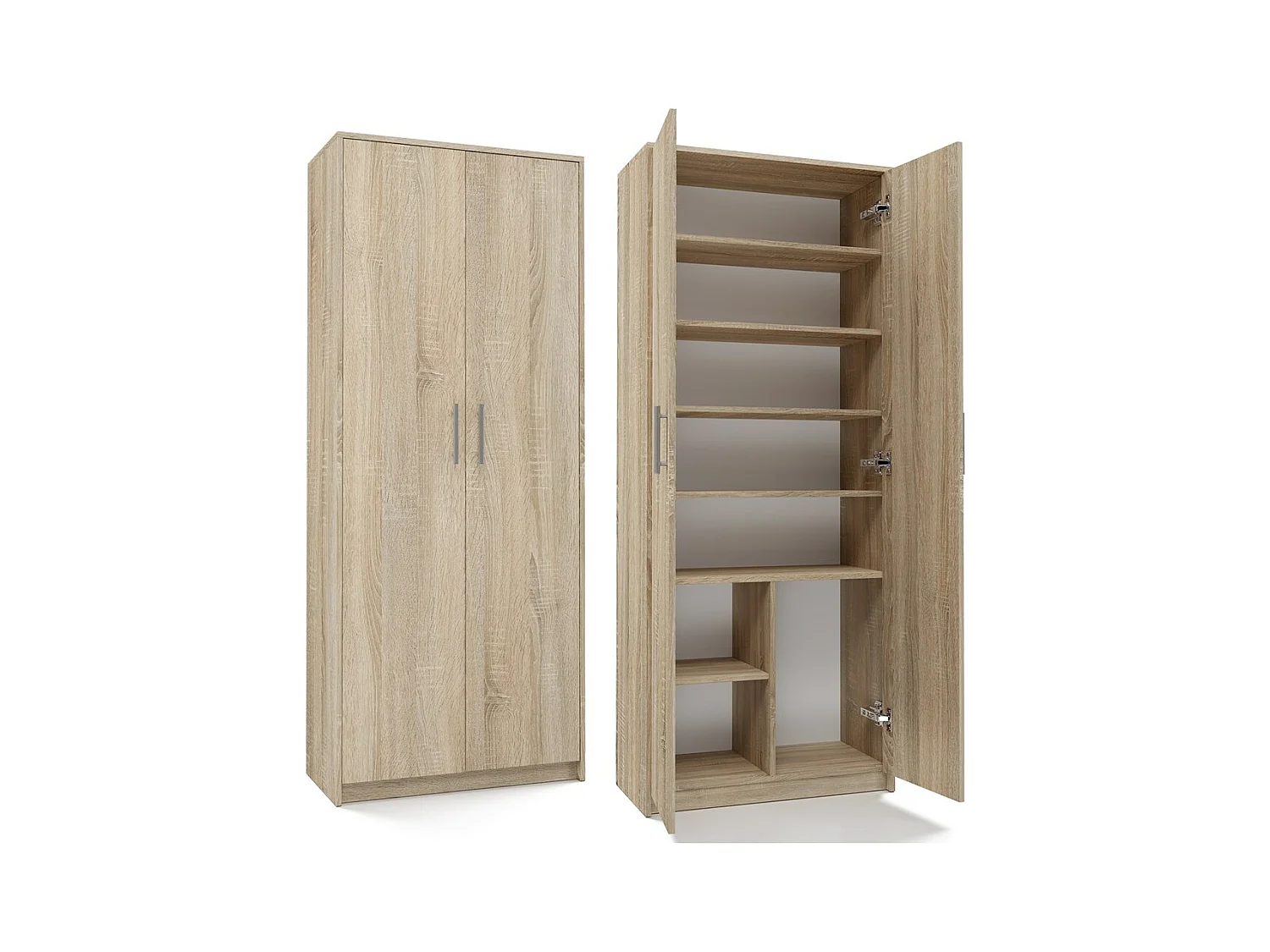 PARLA - Armoire moderne 6 étagères - 180x74x35cm - Meuble de rangement - Armoire bureau - Sonoma