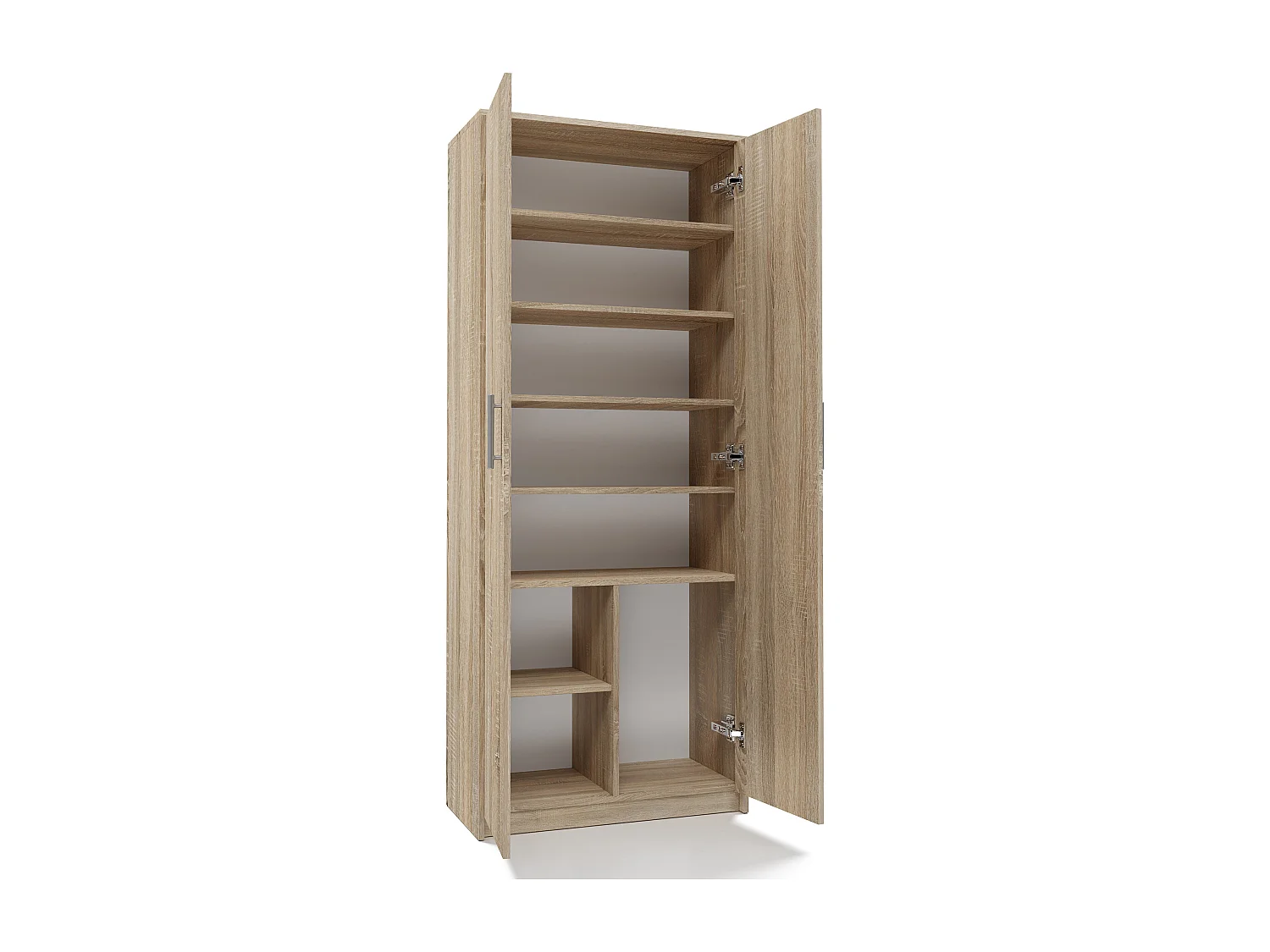 PARLA - Armoire moderne 6 étagères - 180x74x35cm - Meuble de rangement - Armoire bureau - Sonoma