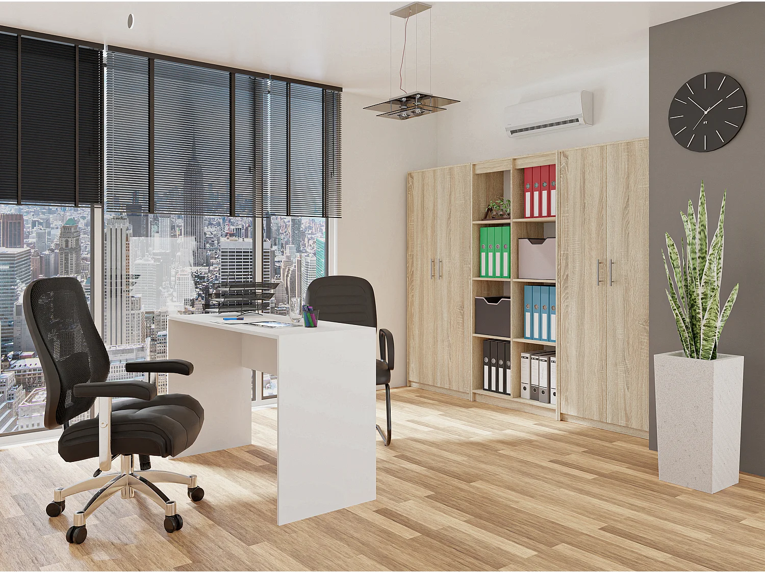 PARLA - Armoire moderne 6 étagères - 180x74x35cm - Meuble de rangement - Armoire bureau - Sonoma