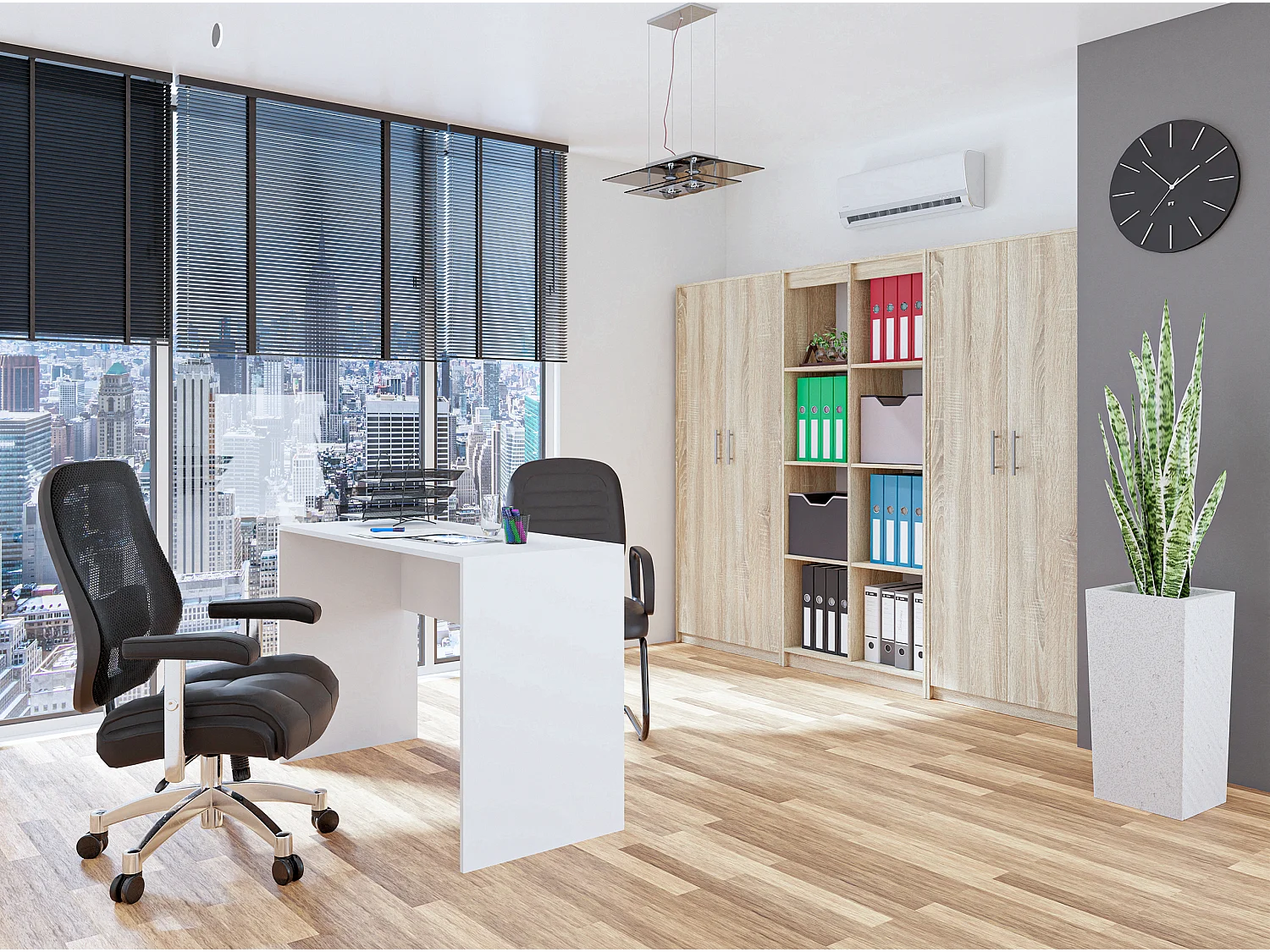 Regał Oliv 2D | Dąb Sonoma | 74x35x180 cm | Regał Zamykany, 2 Drzwi, 8 Półek