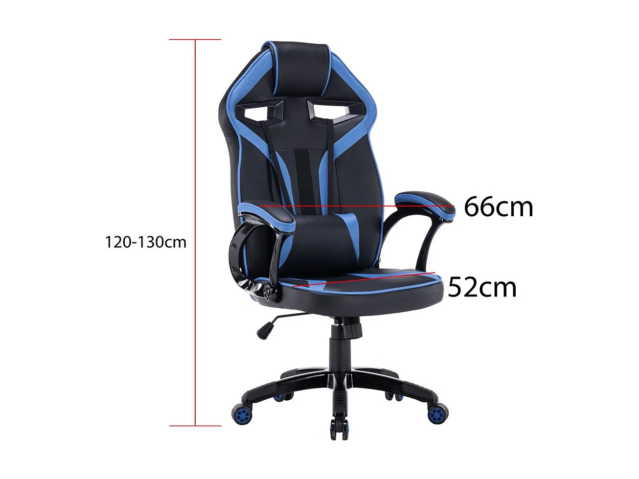 DREFT - Fauteuil gamer style moderne chambre d’ado - 120-130x66x67 - Noir et bleu